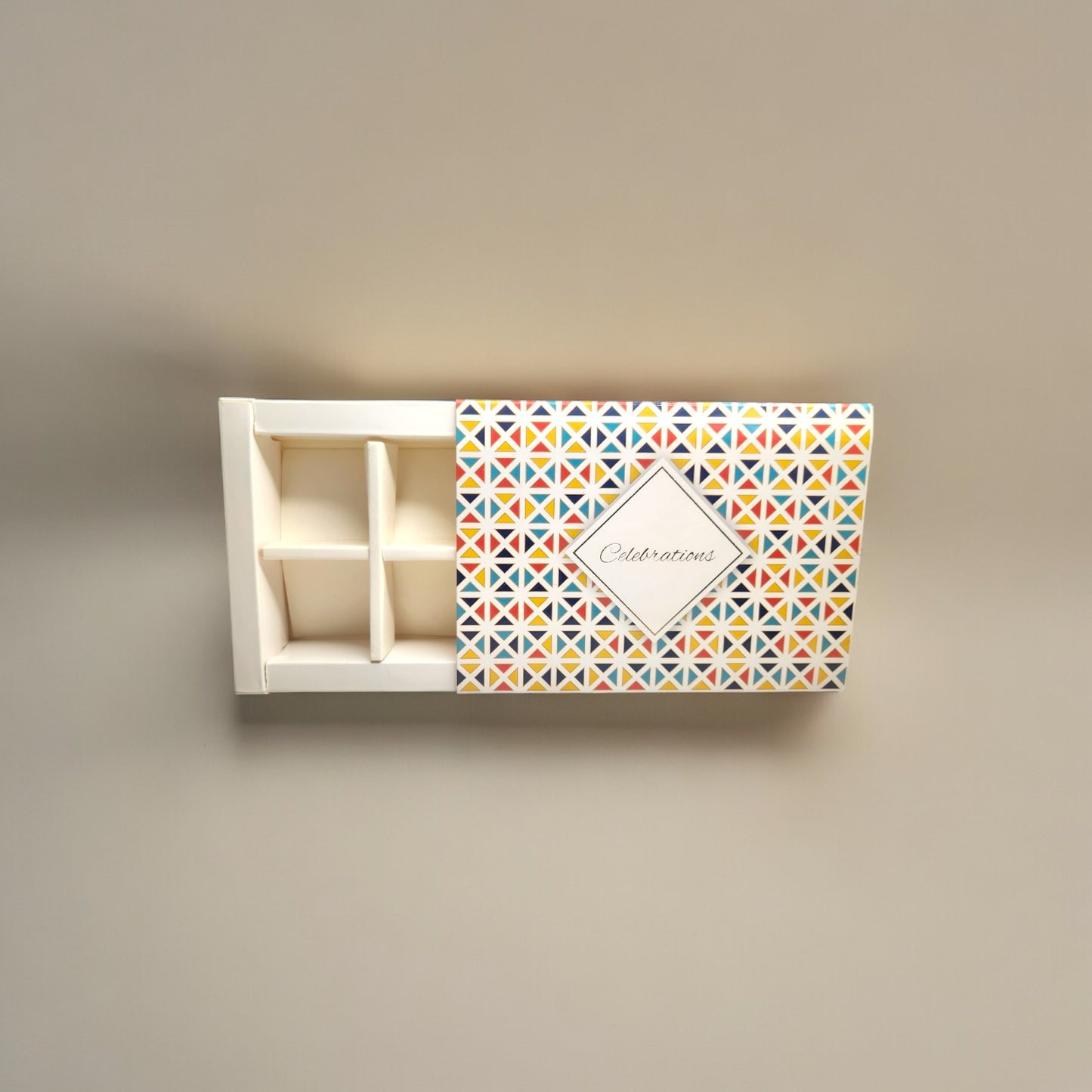 6 Cavity Printed Chocolate Box(Celebration Print) (Pack of 5 pcs)