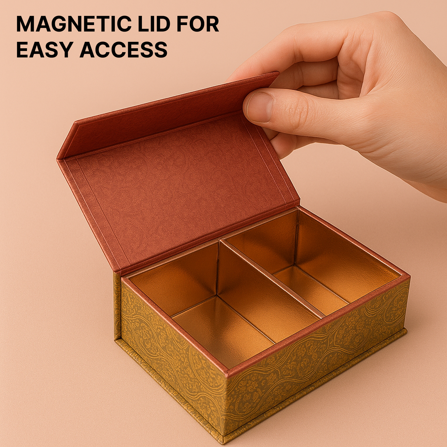 2 Cavity Magnetic Dry Fruit Rigid Box 180x125x43 mm