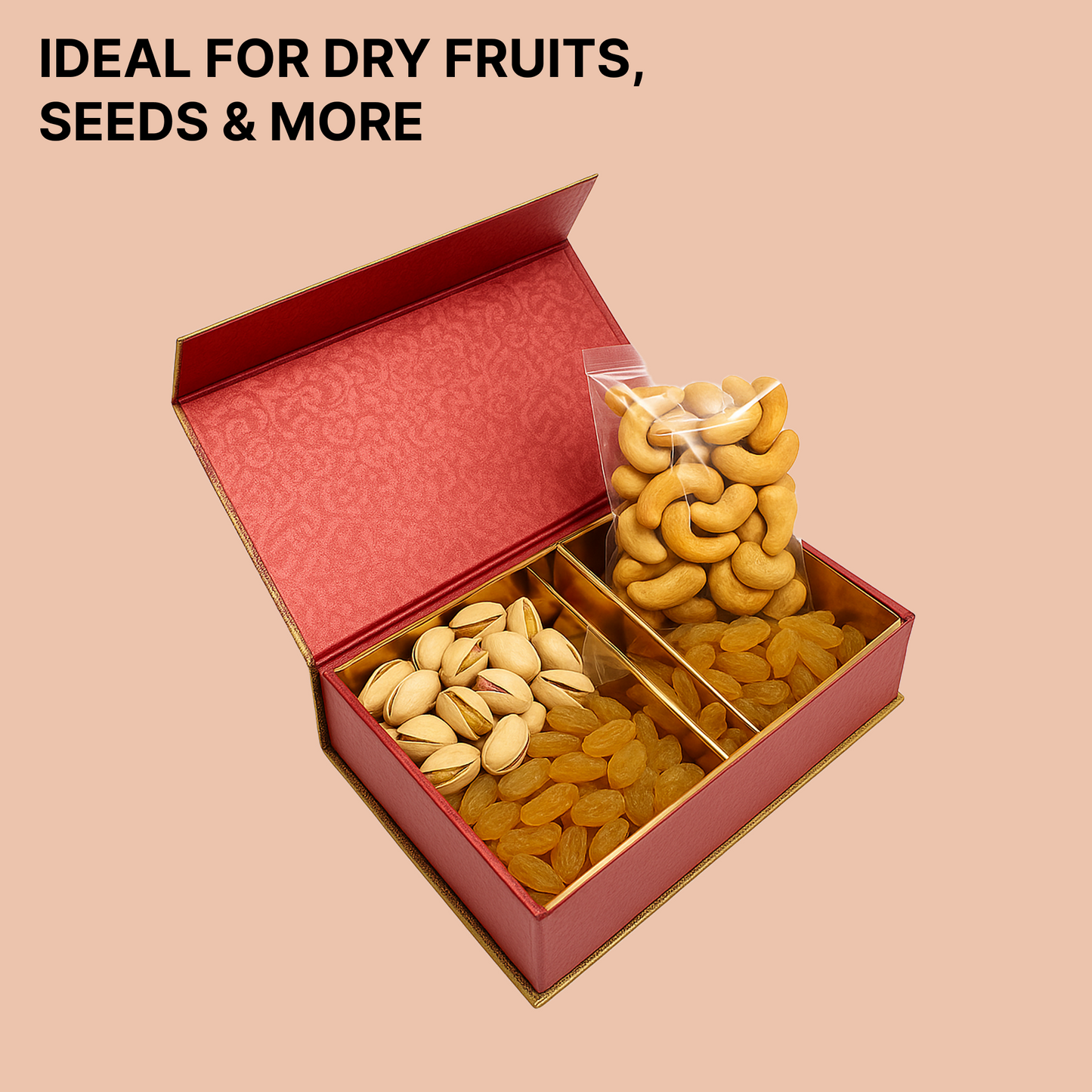 2 Cavity Magnetic Dry Fruit Rigid Box 180x125x43 mm