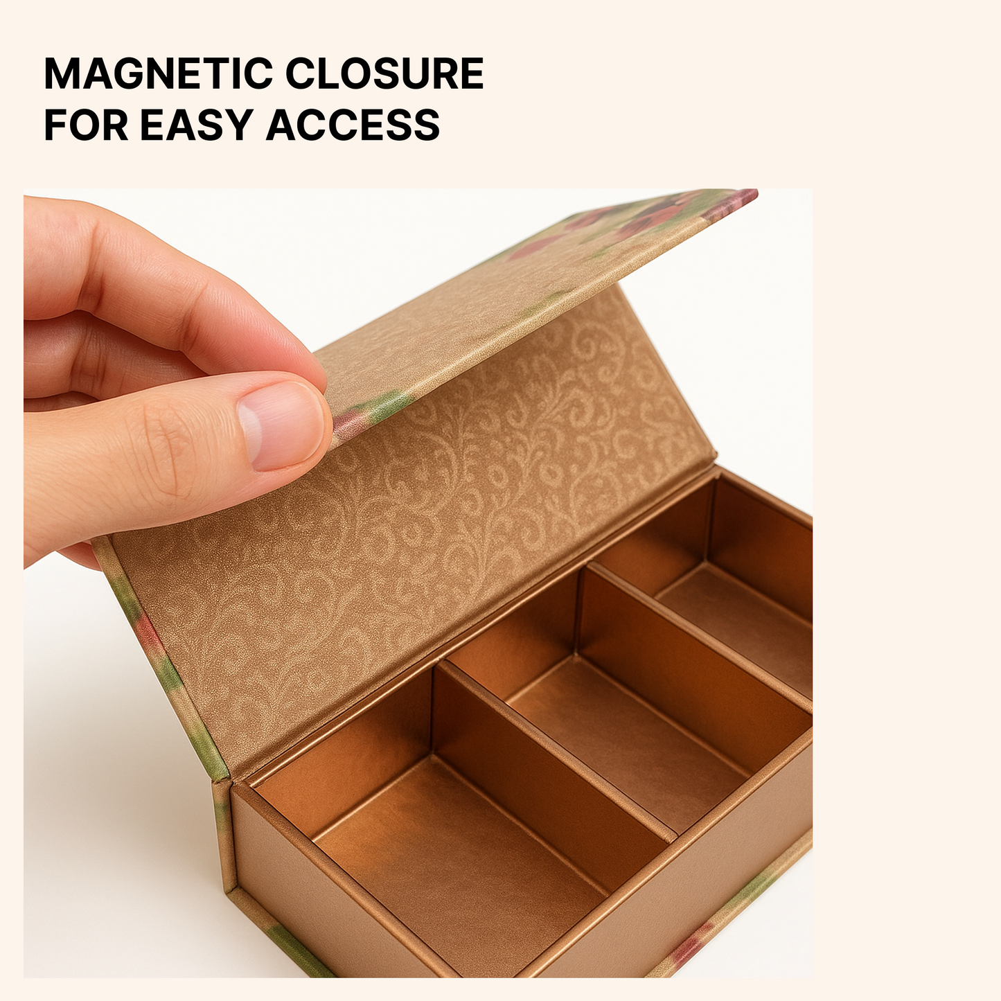 3 Cavity Magnetic Dry Fruit Rigid Box 260x125x43 mm
