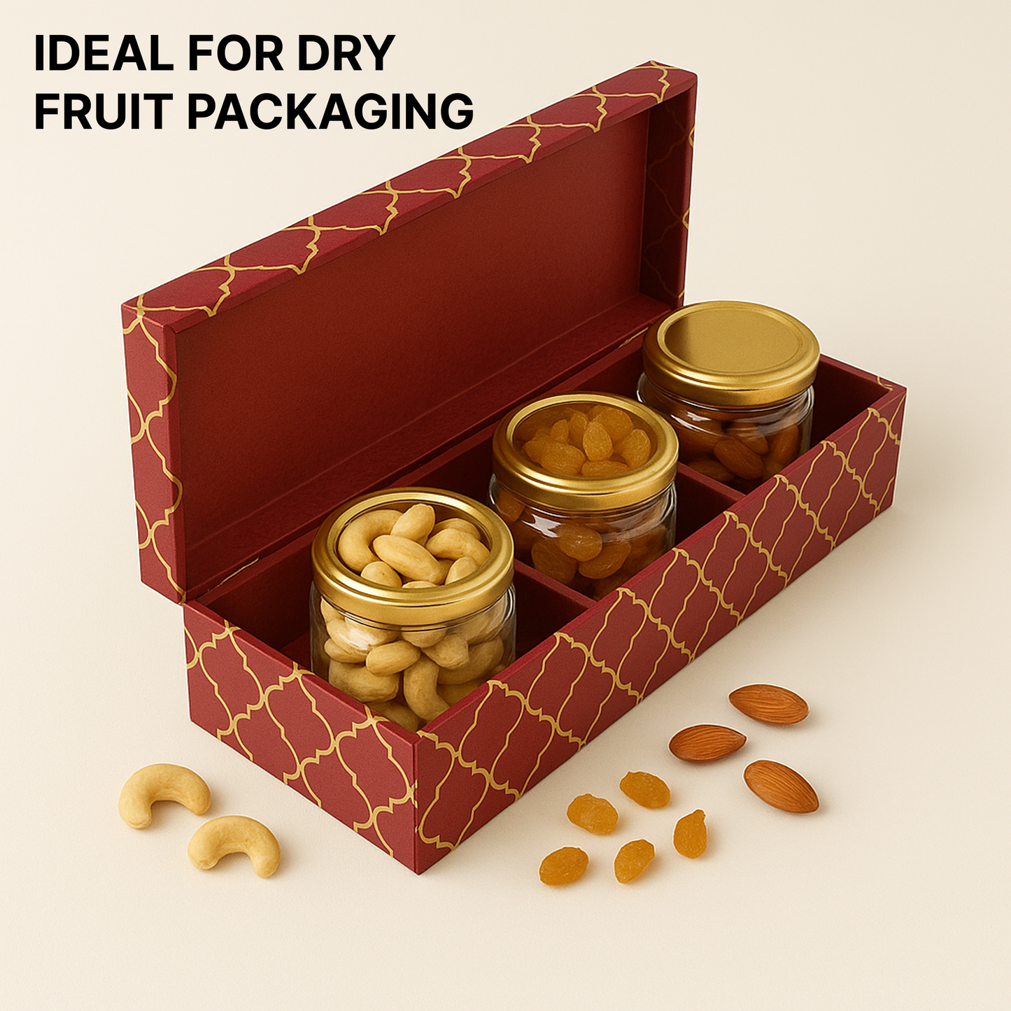 3 Jars MDF Dryfruit Boxes 360x137x90 mm