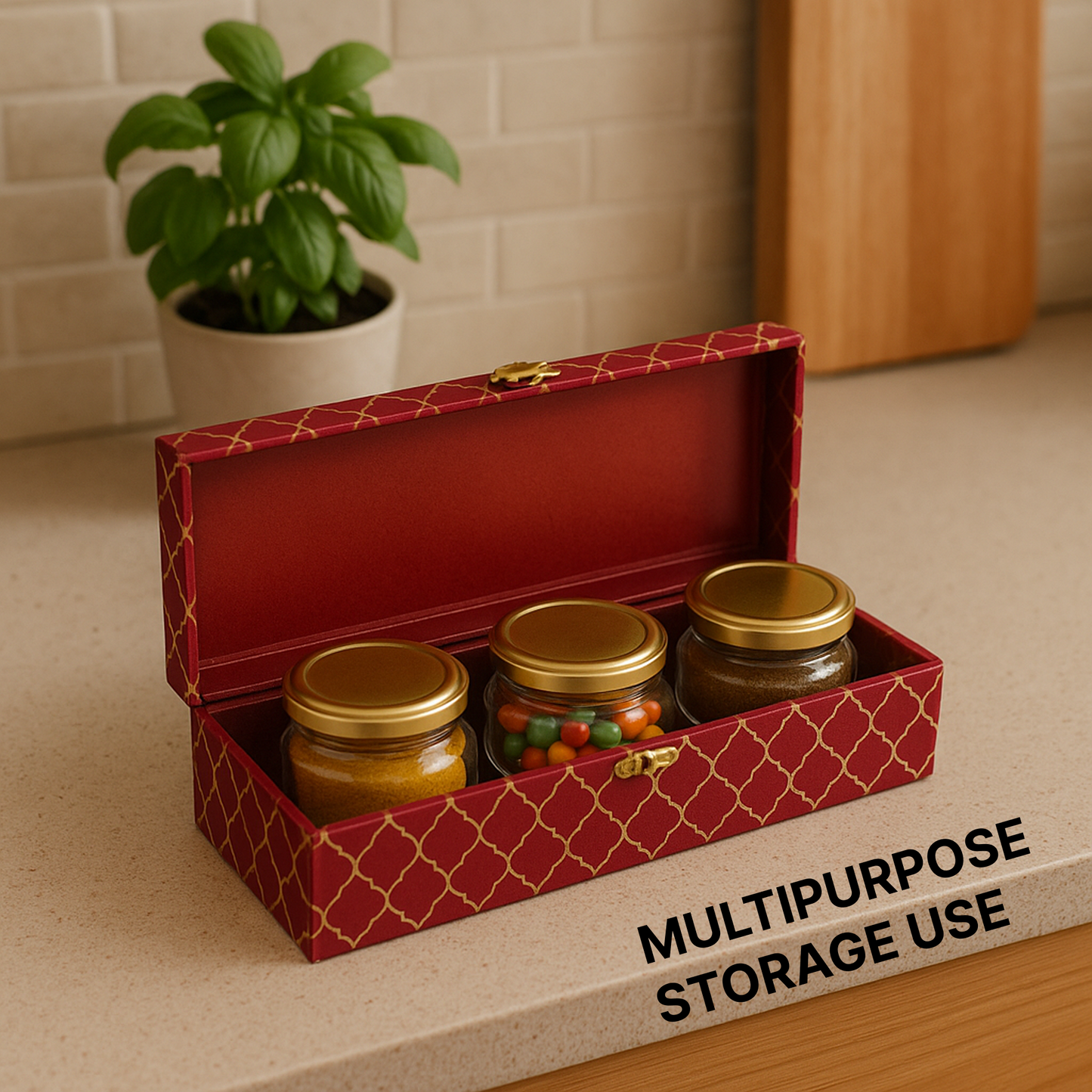 3 Jars MDF Dryfruit Boxes 360x137x90 mm
