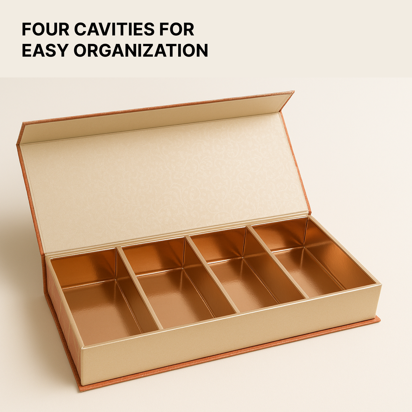 4 Cavity Magnetic Dry Fruit Rigid Box 335x125x45 mm