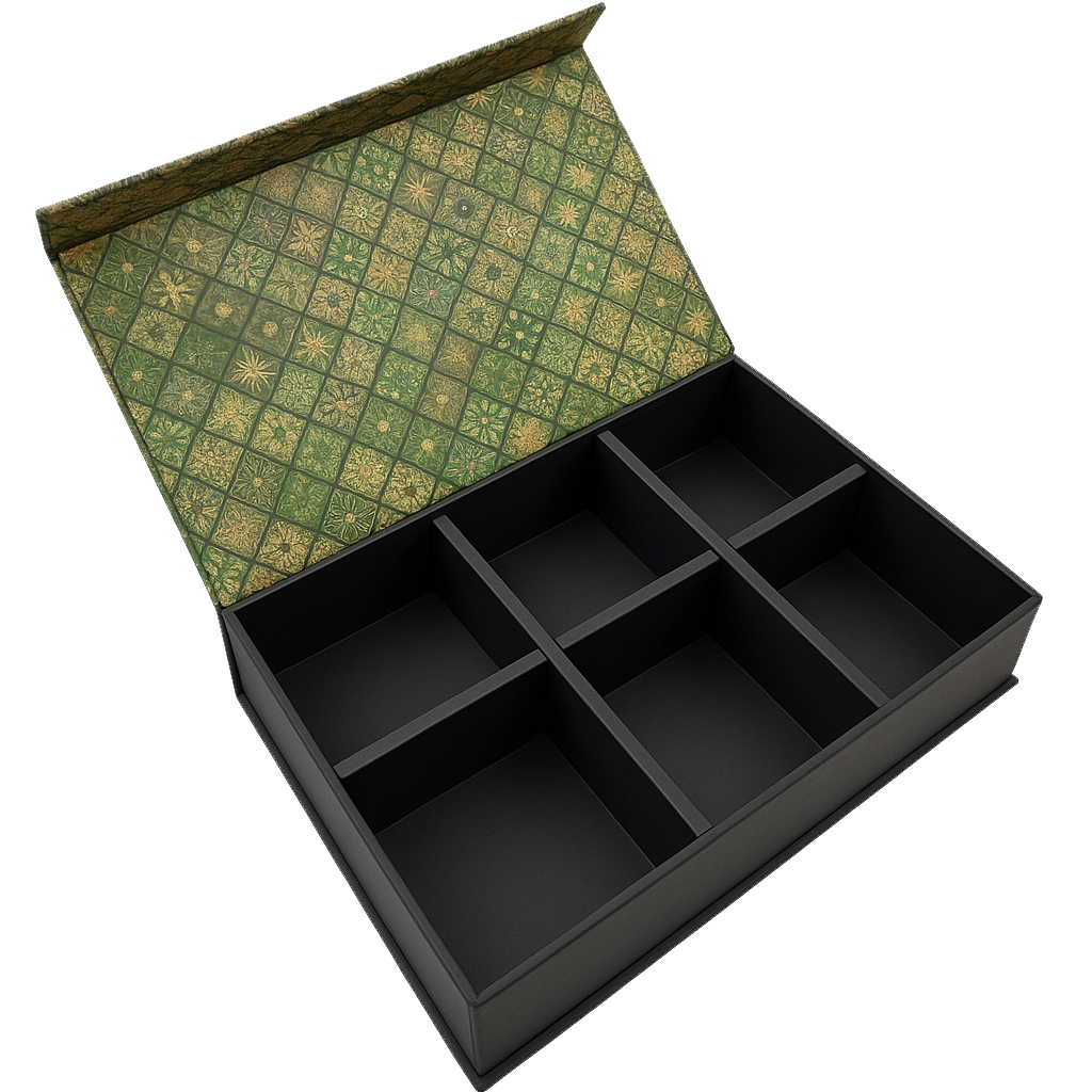 Green Classic MDF Dry Fruit Box 6 Cavity 265x185x55 mm