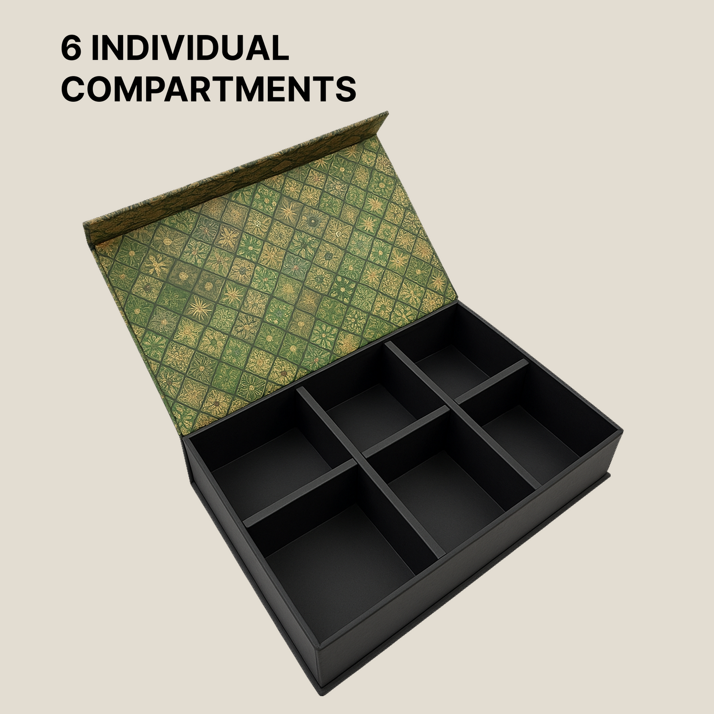 Green Classic MDF Dry Fruit Box 6 Cavity 265x185x55 mm