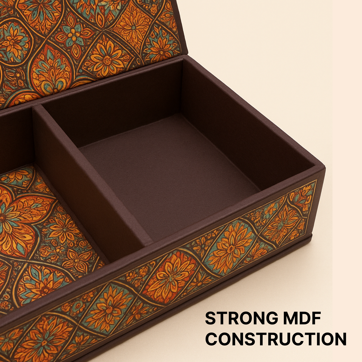 Red Classic MDF Dry Fruit Box 6 Cavity 265x185x55 mm