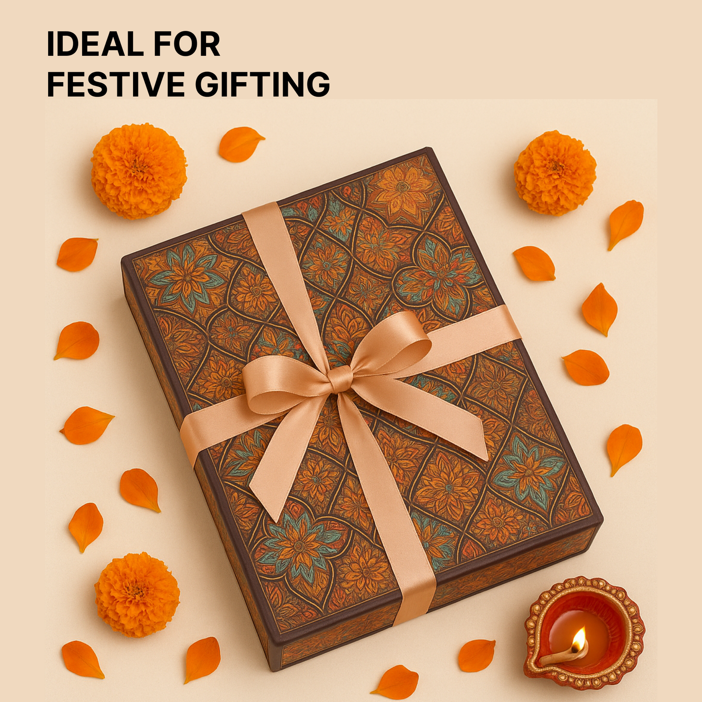 Red Classic MDF Dry Fruit Box 6 Cavity 265x185x55 mm