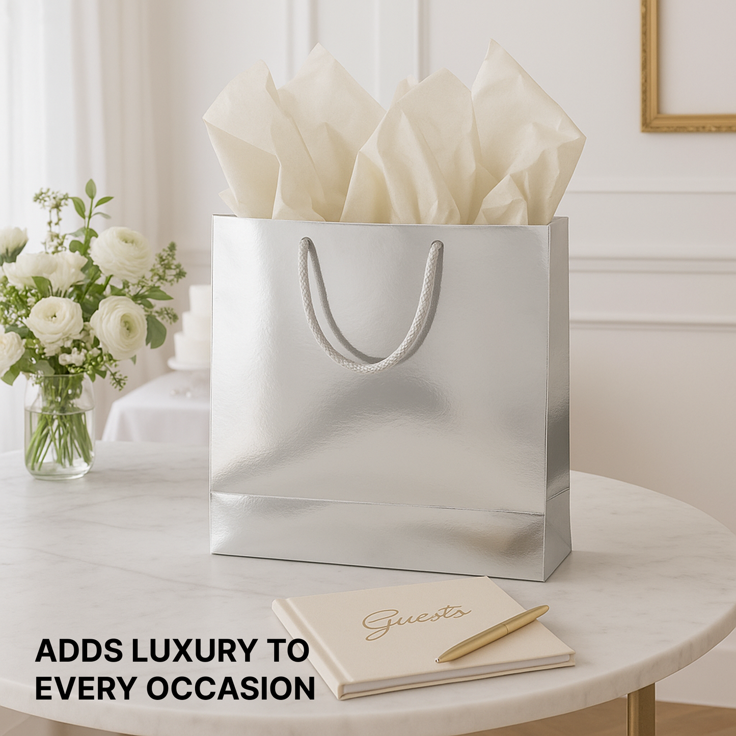 SIlver Paper Carry Bag 33cm x 26cm x 11.50cm