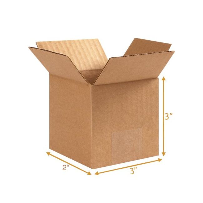 3 Ply Corrugated Cardboard Box 3 x 2 x 3 Inch