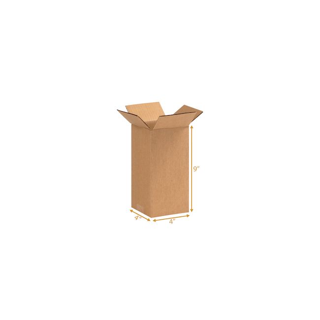3 Ply Corrugated Cardboard Box 4 x 4 x 9 Inch