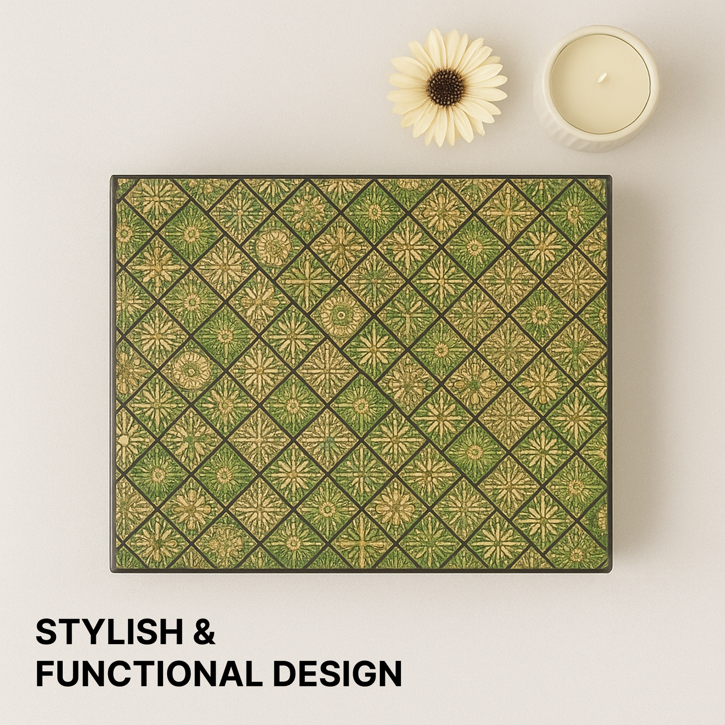 Green Classic MDF Dry Fruit Box 4 Cavity 265x185x55 mm