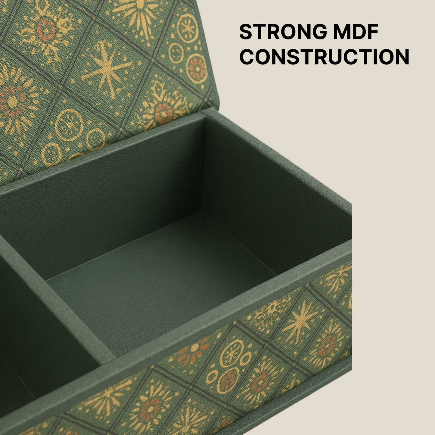 Green Classic MDF Dry Fruit Box 4 Cavity 265x185x55 mm