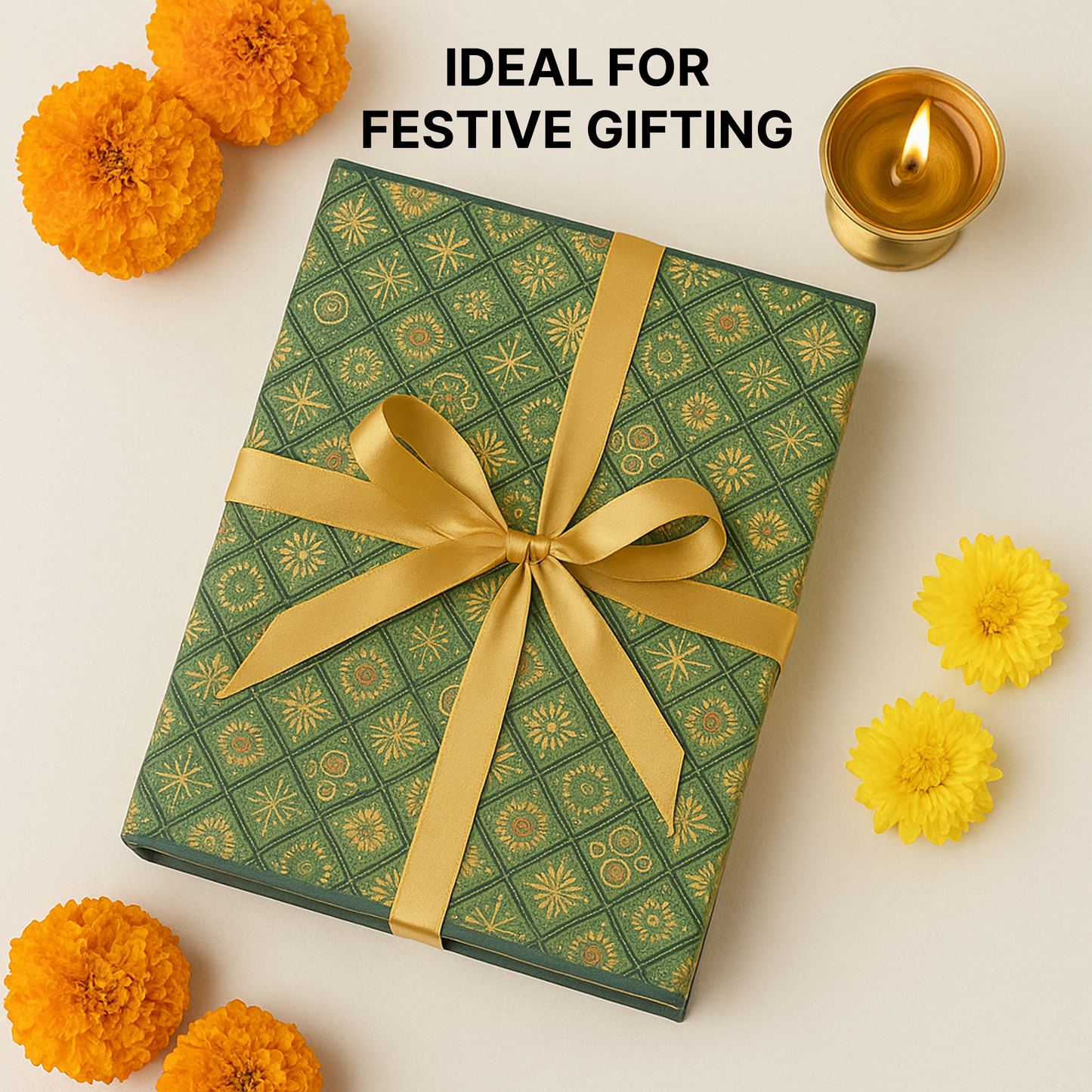 Green Classic MDF Dry Fruit Box 4 Cavity 265x185x55 mm