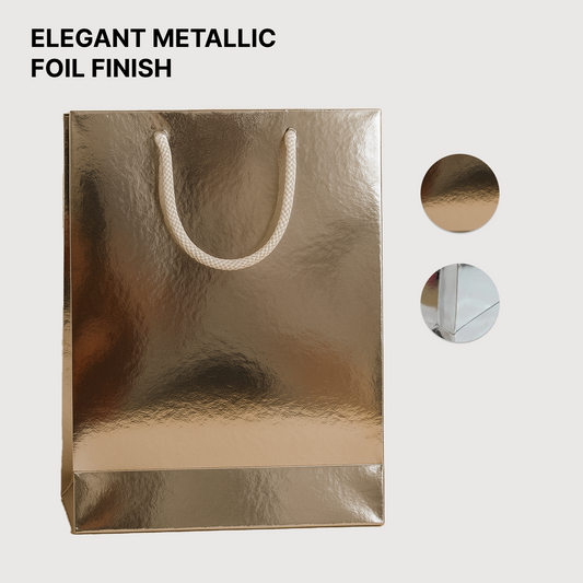 SIlver Paper Carry Bag 20.50cm x 29.50cm x 8.5cm