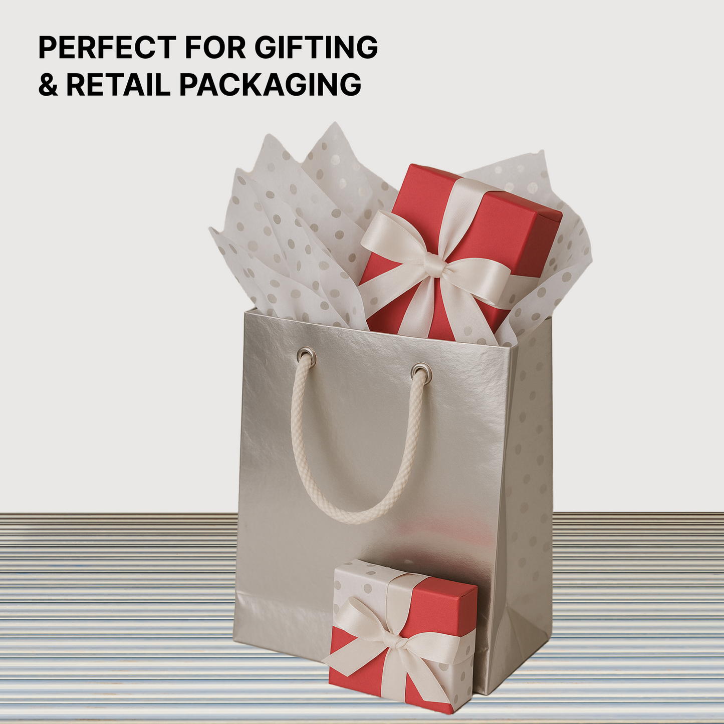 SIlver Paper Carry Bag 20.50cm x 29.50cm x 8.5cm