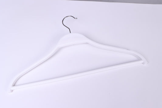 Top Plastic White Hanger 17" with bottom bar pack of 10pcs