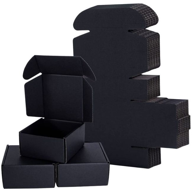 Mailer Box (All Black) 4 x 4 x 1 Inch