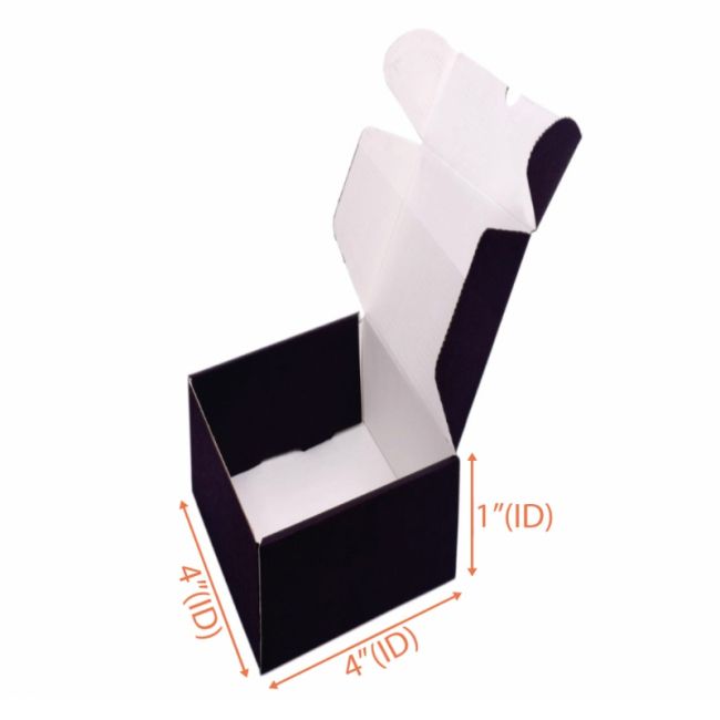 Mailer Box (Black + White) 4 x 4 x 1 Inch