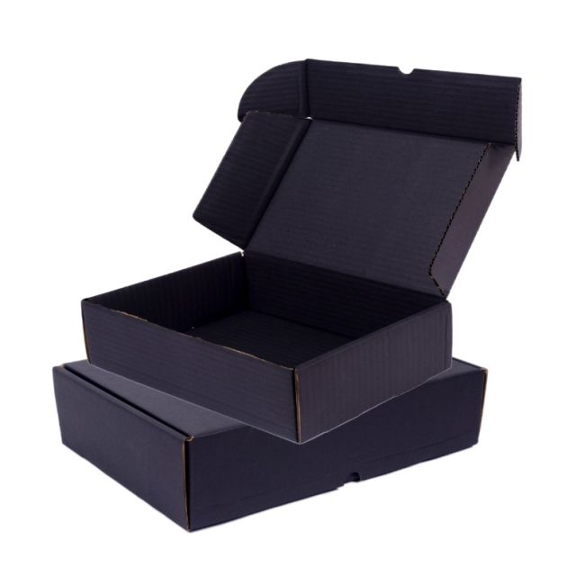Mailer Box (All Black) 4 x 4 x 1 Inch