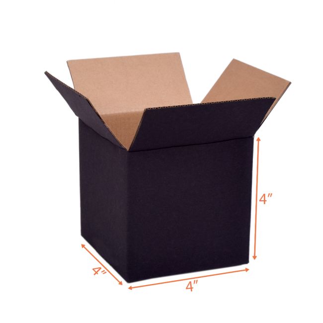 Black Corrugated Shipping Box 4 x 4 x 4 Inch