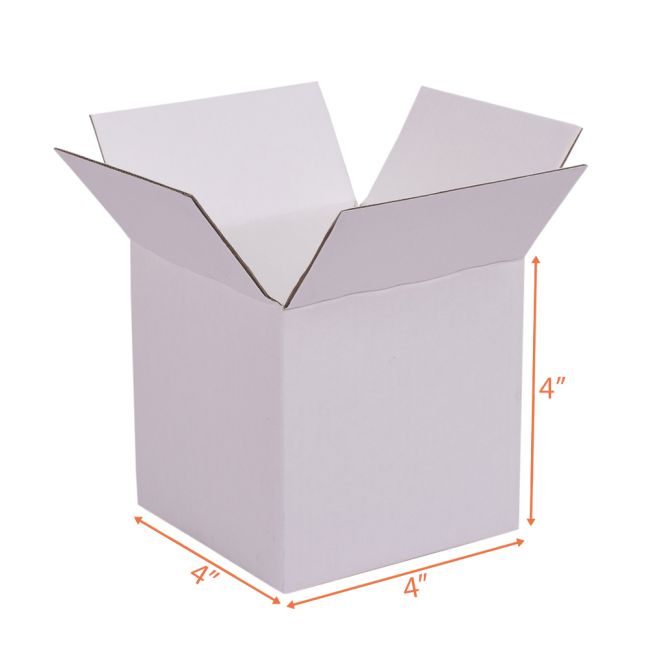 All White Corrugated Shipping Box 4 x 4 x 4 Inch